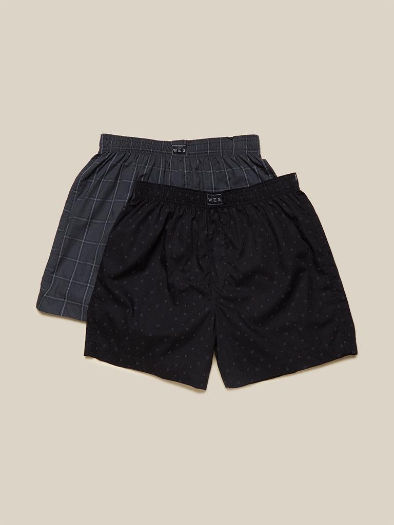 wes lounge grey relaxed-fit boxers set of two