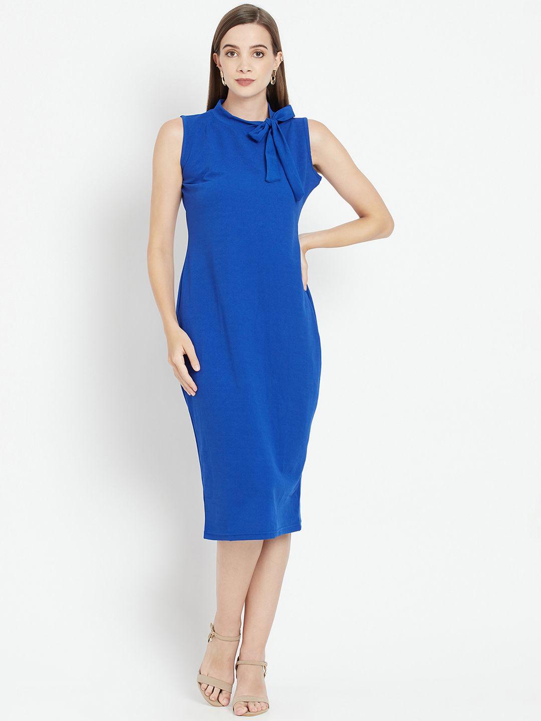 westclo blue sheath midi dress