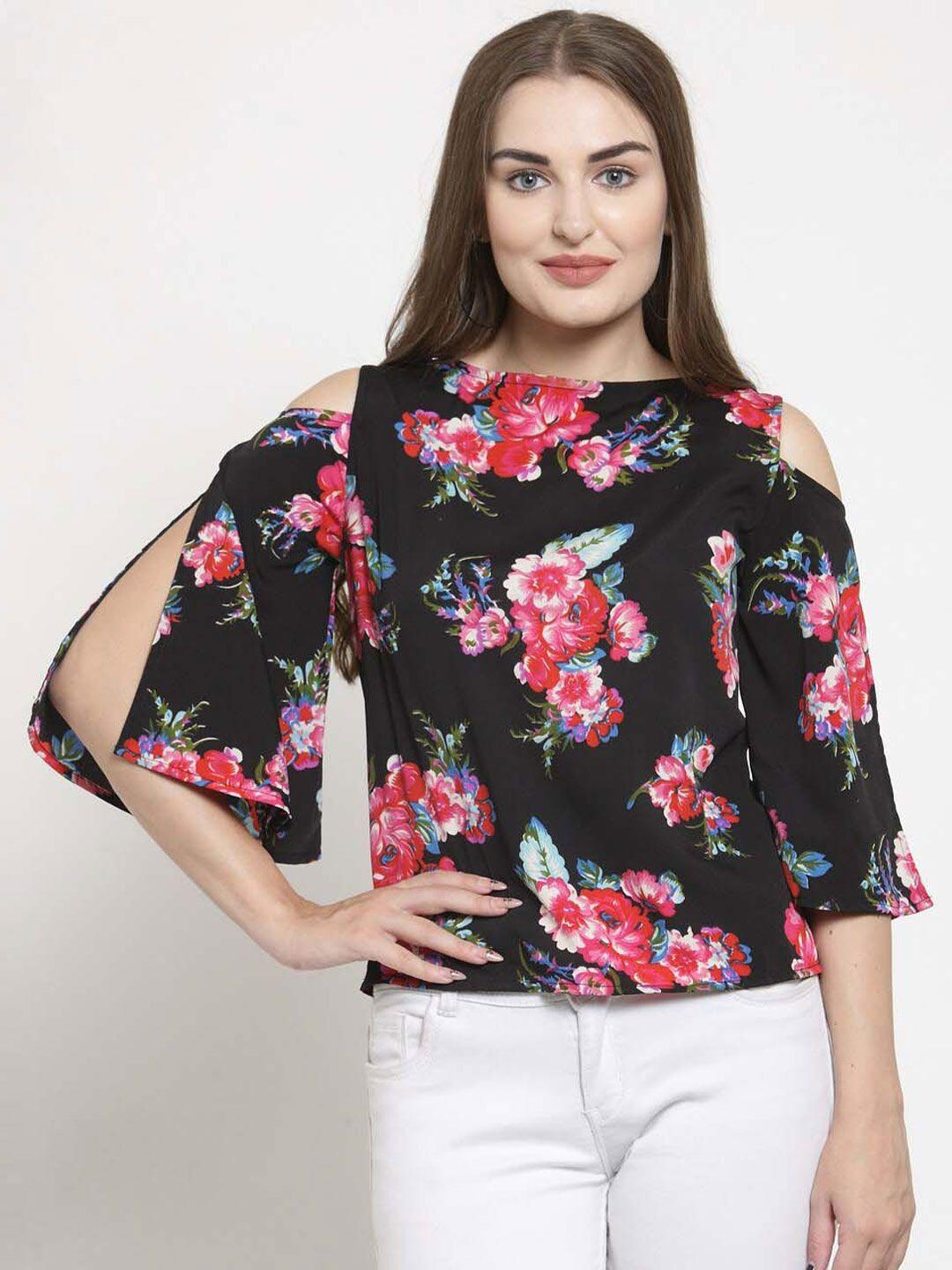 westclo floral print slit sleeve top