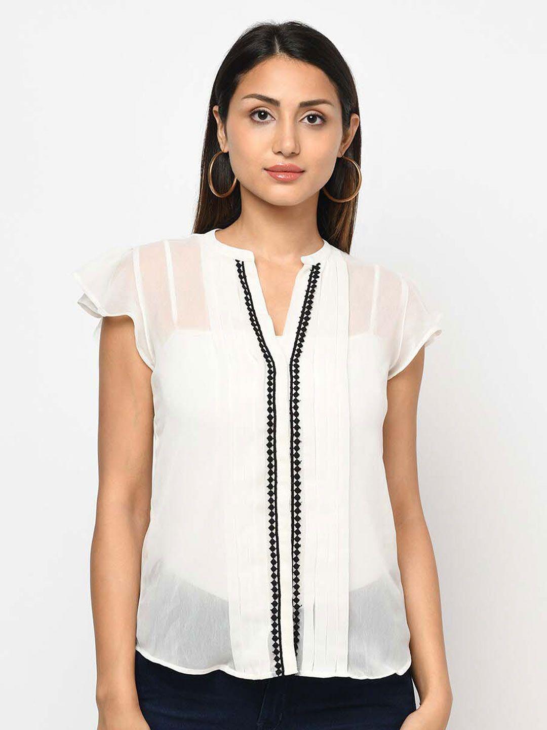 westclo mandarin collar georgette top