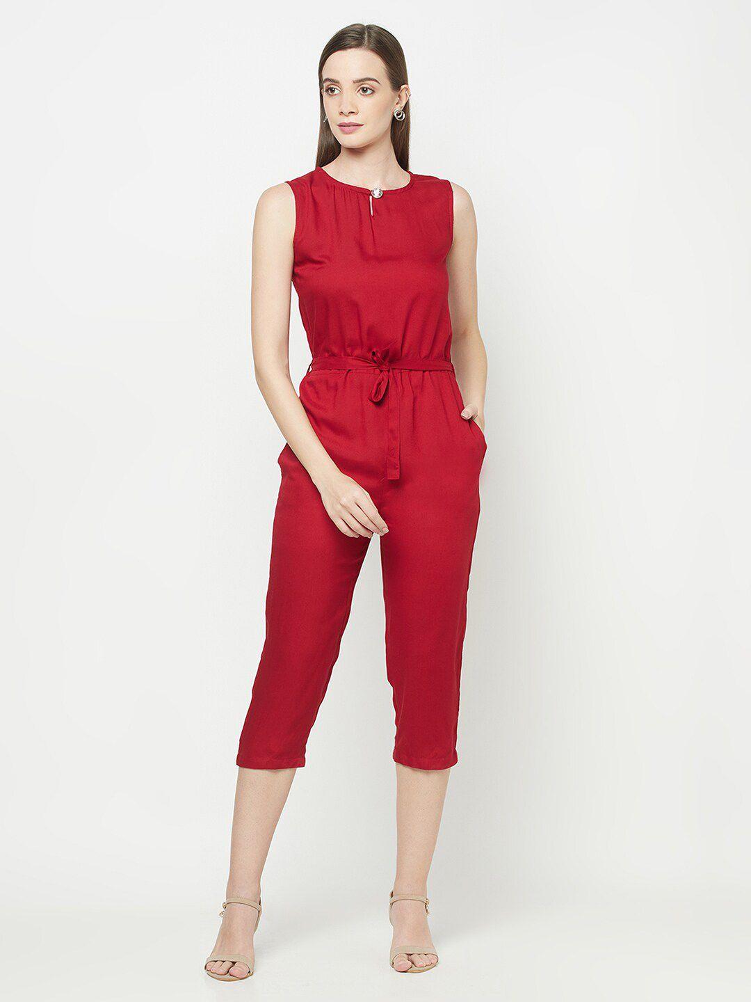 westclo red capri jumpsuit