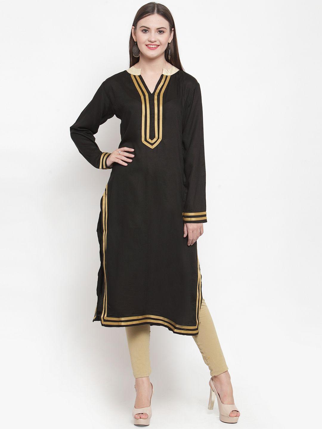 westclo women black solid kurta