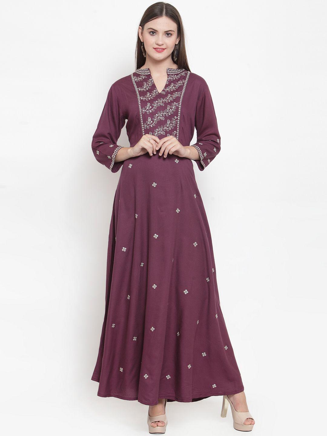 westclo women embellished burgundy maxi dress