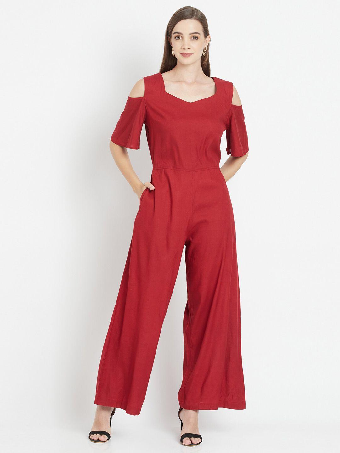 westclo women maroon basic jumpsuit