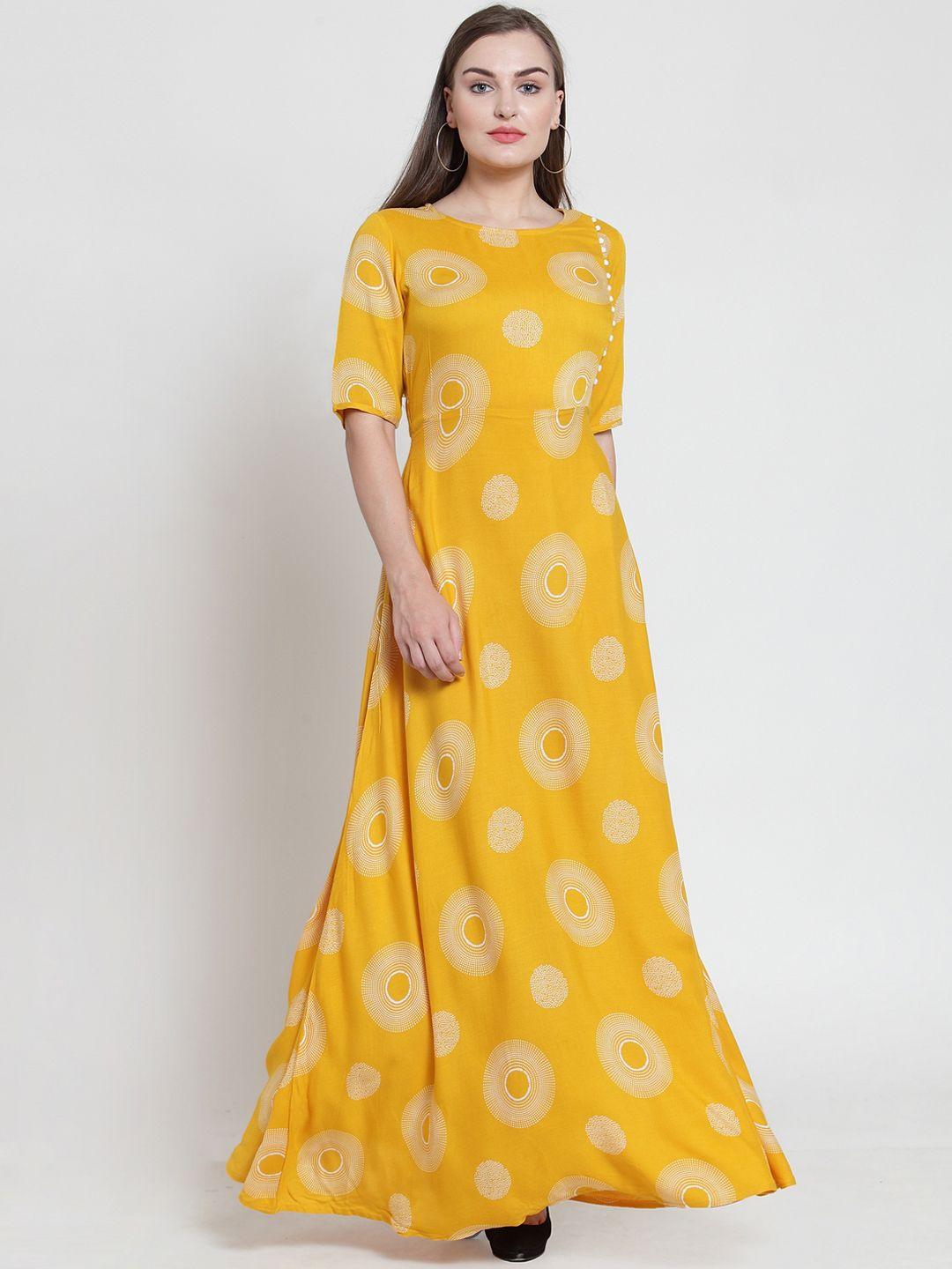 westclo women yellow printed maxi dress