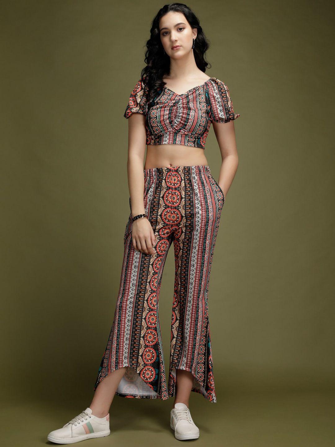 westhood ethnic motifs printed crop top with palazzos