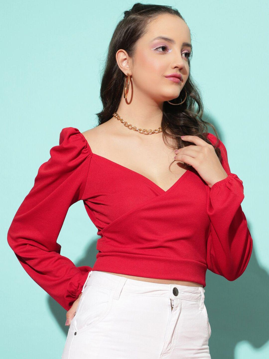 westhood red wrap crop top