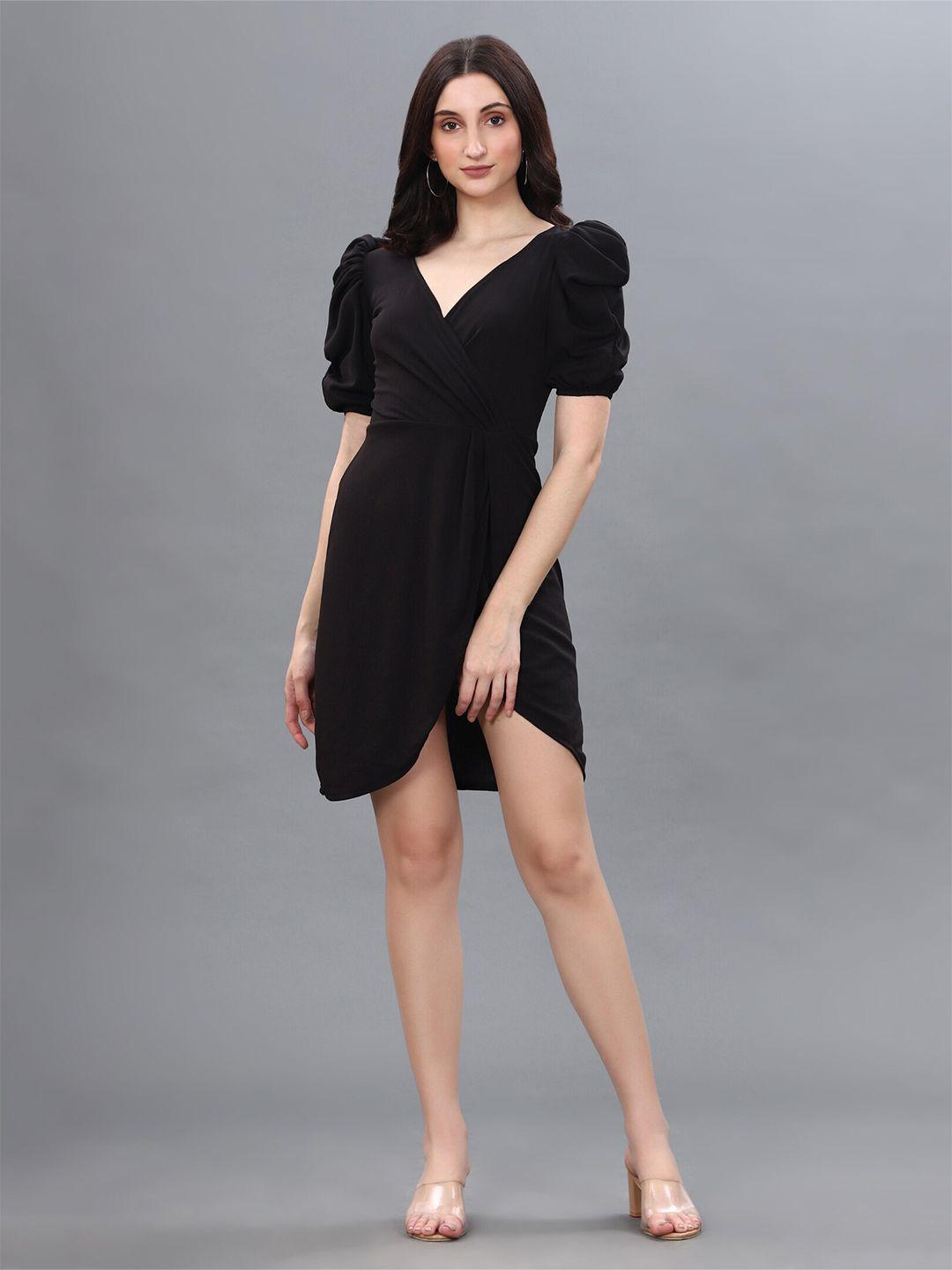 westhood v-neck puff sleeves gathered sheath dress