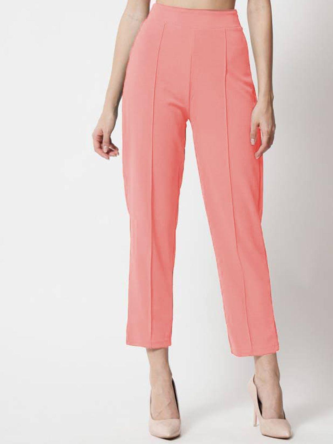westhood women peach-coloured relaxed loose fit trousers