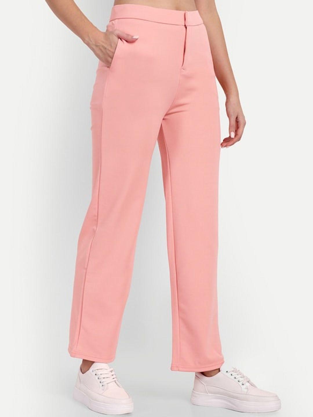 westhood women peach-coloured smart high-rise trousers