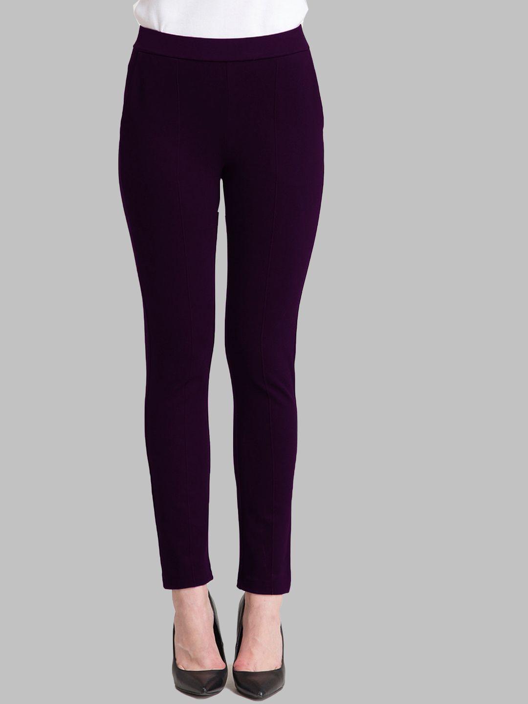westhood women purple smart high-rise trousers