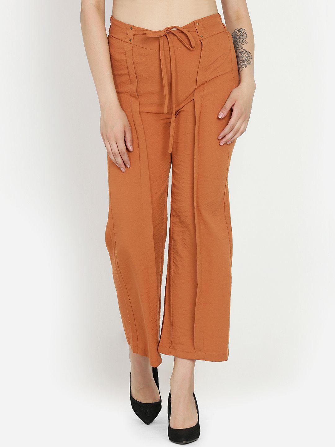 westwood women brown relaxed loose fit solid parallel trousers