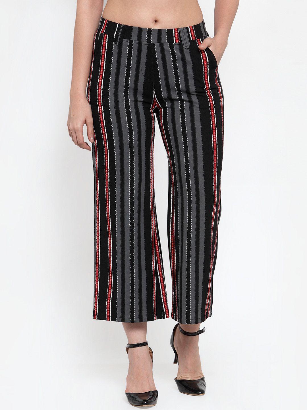 westwood women grey & red relaxed loose fit striped parallel trousers