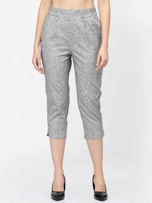 westwood grey melange relaxed fit mid rise crop pants