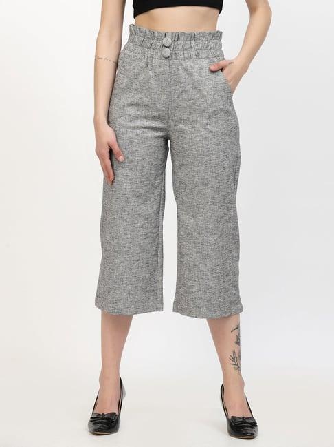 westwood grey melange relaxed fit mid rise crop pants