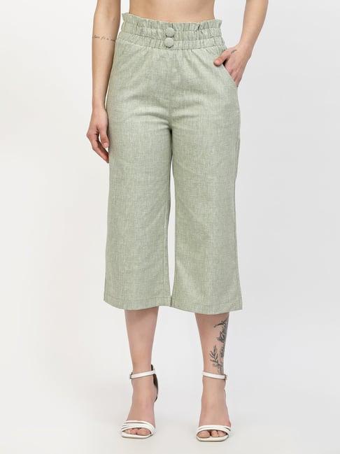 westwood olive relaxed fit mid rise crop pants