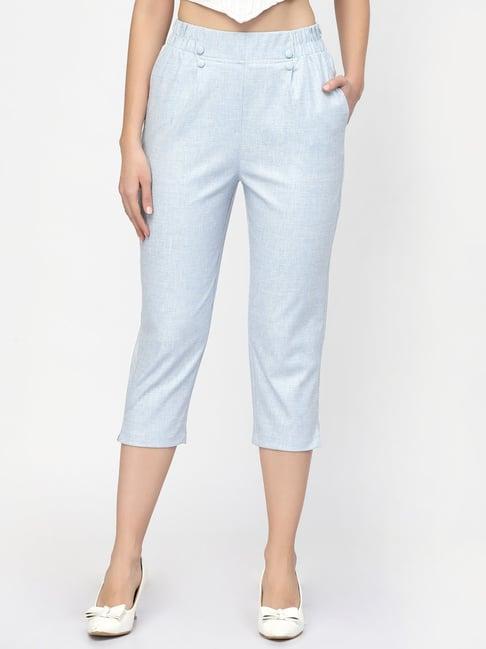 westwood sky blue relaxed fit mid rise crop pants