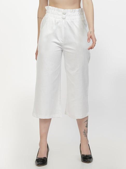 westwood white relaxed fit mid rise crop pants