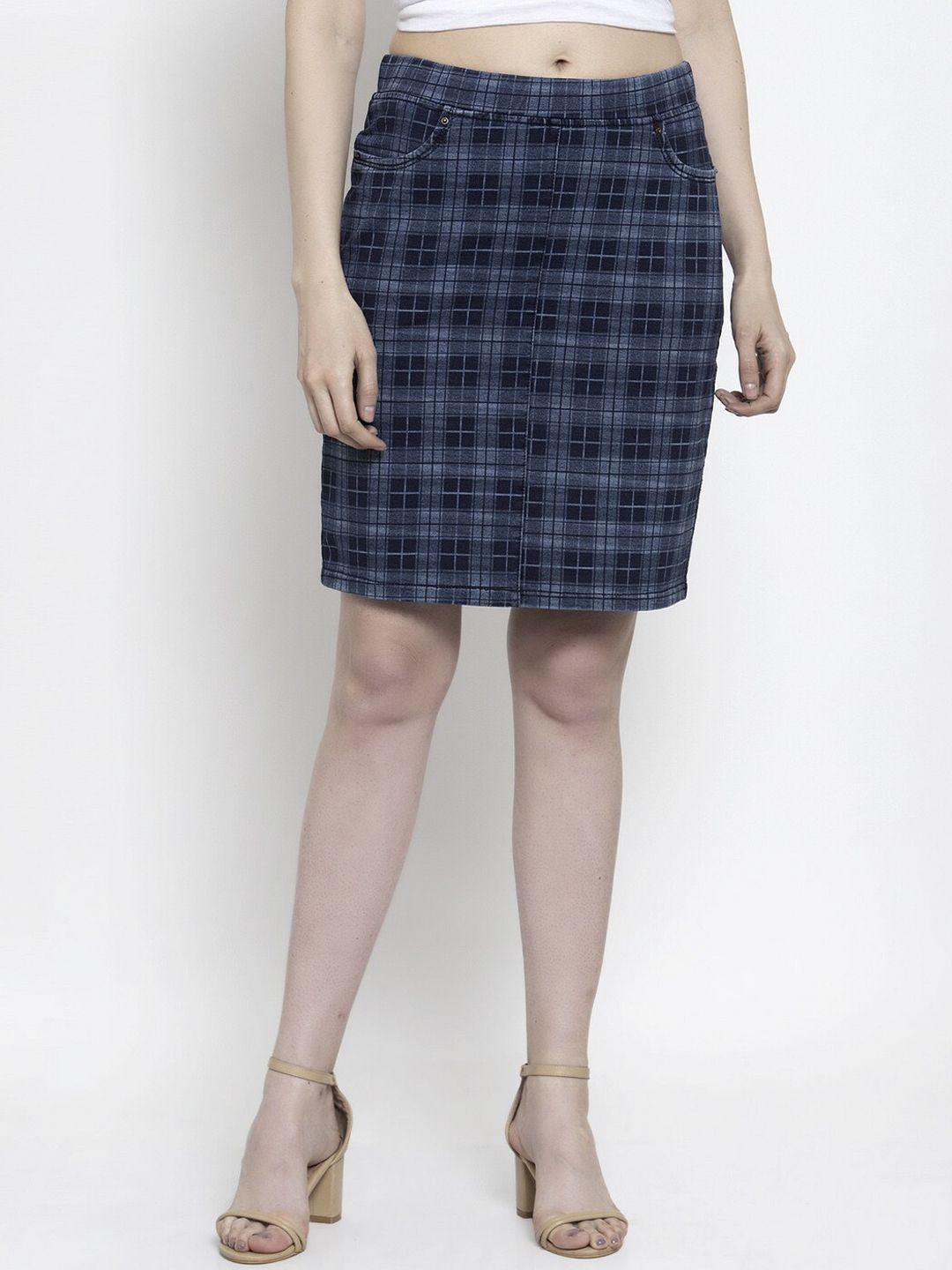 westwood women blue checked straight skirt