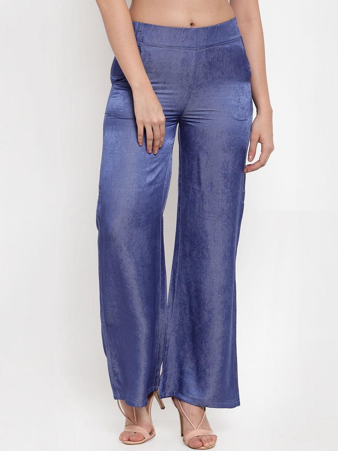 westwood women blue relaxed loose fit solid parallel trousers