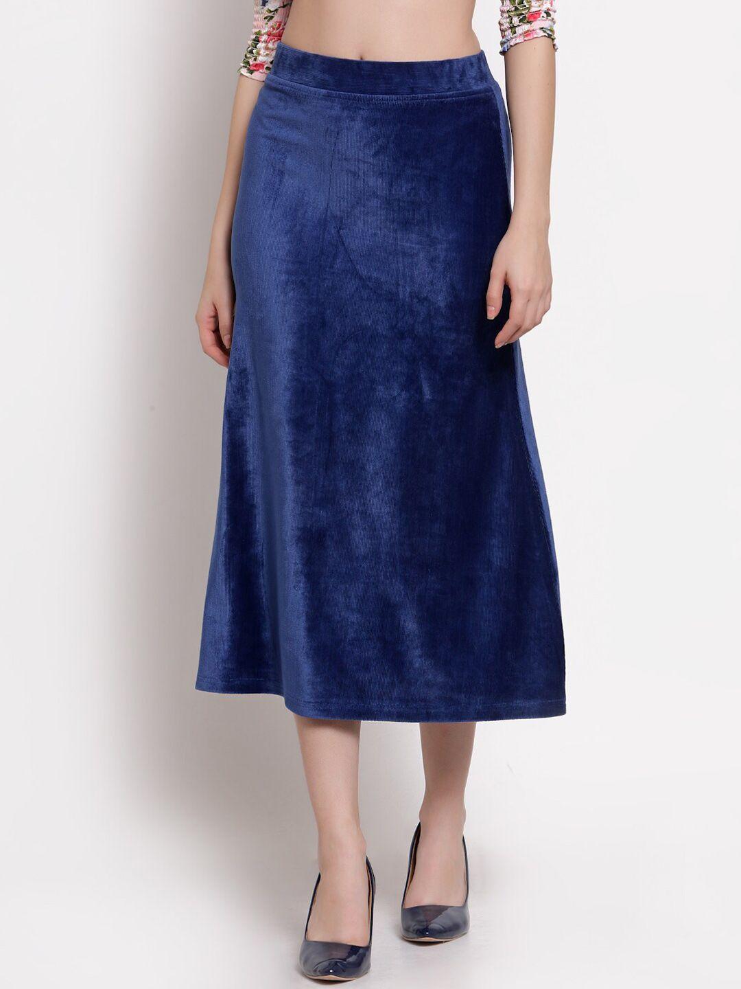 westwood women blue solid midi a-line skirts