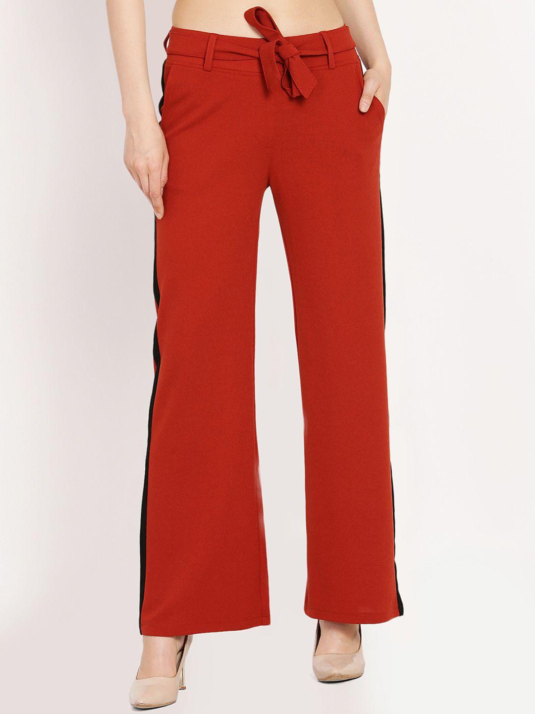 westwood women red relaxed loose fit solid parallel trousers