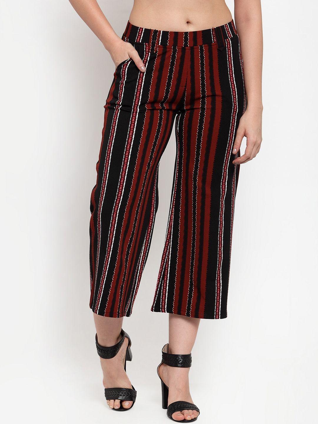 westwood women red striped relaxed straight leg loose fit easy wash trousers