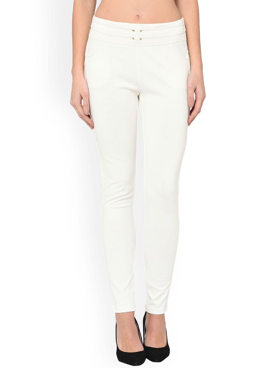 westwood women white solid skinny-fit jeggings