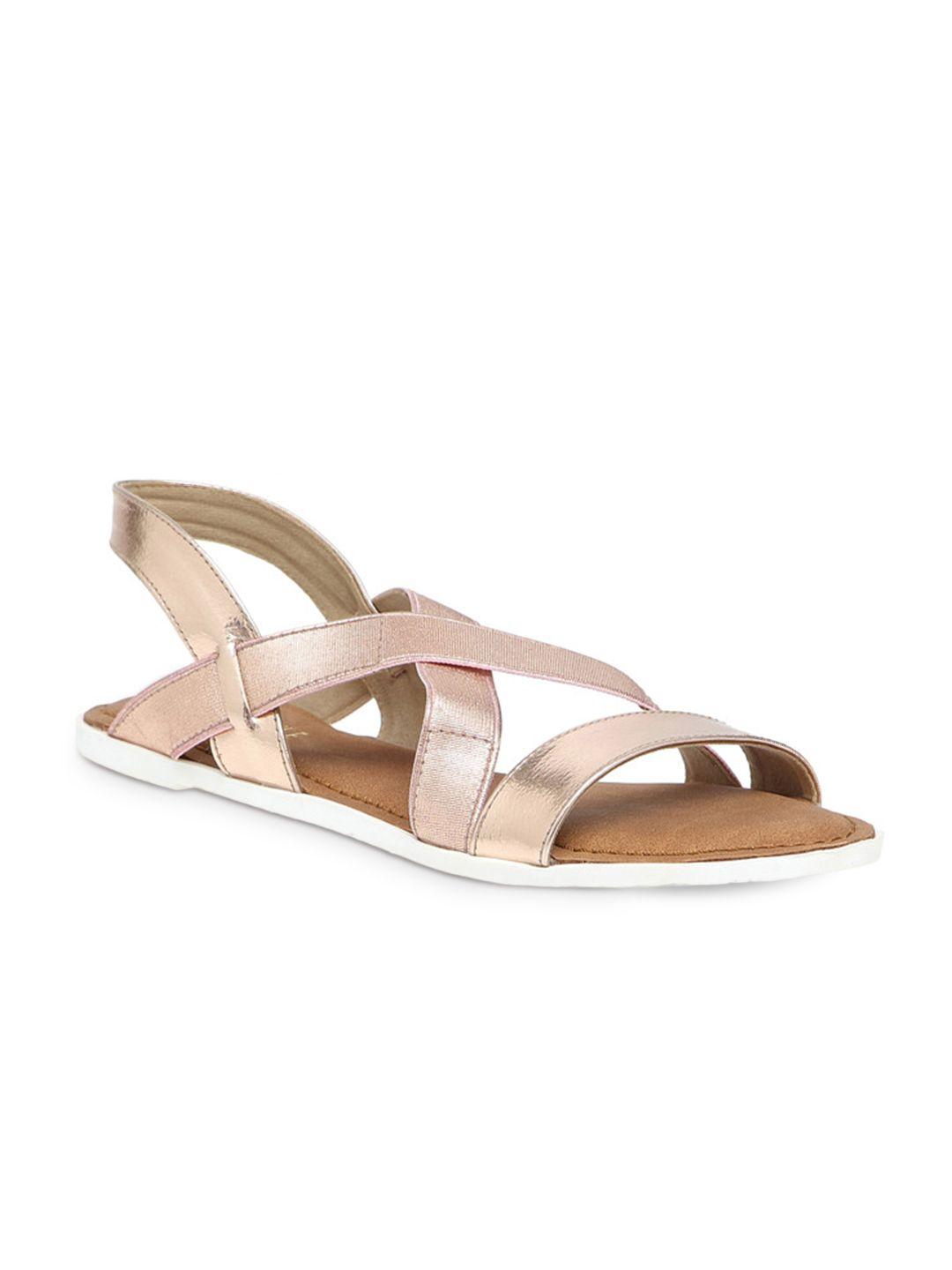 wet blue women rose gold-toned solid synthetic open-toed flats