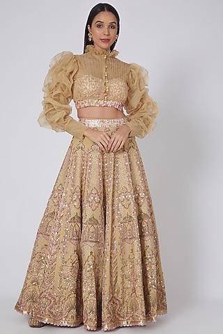 wheat beige sequins lehenga set