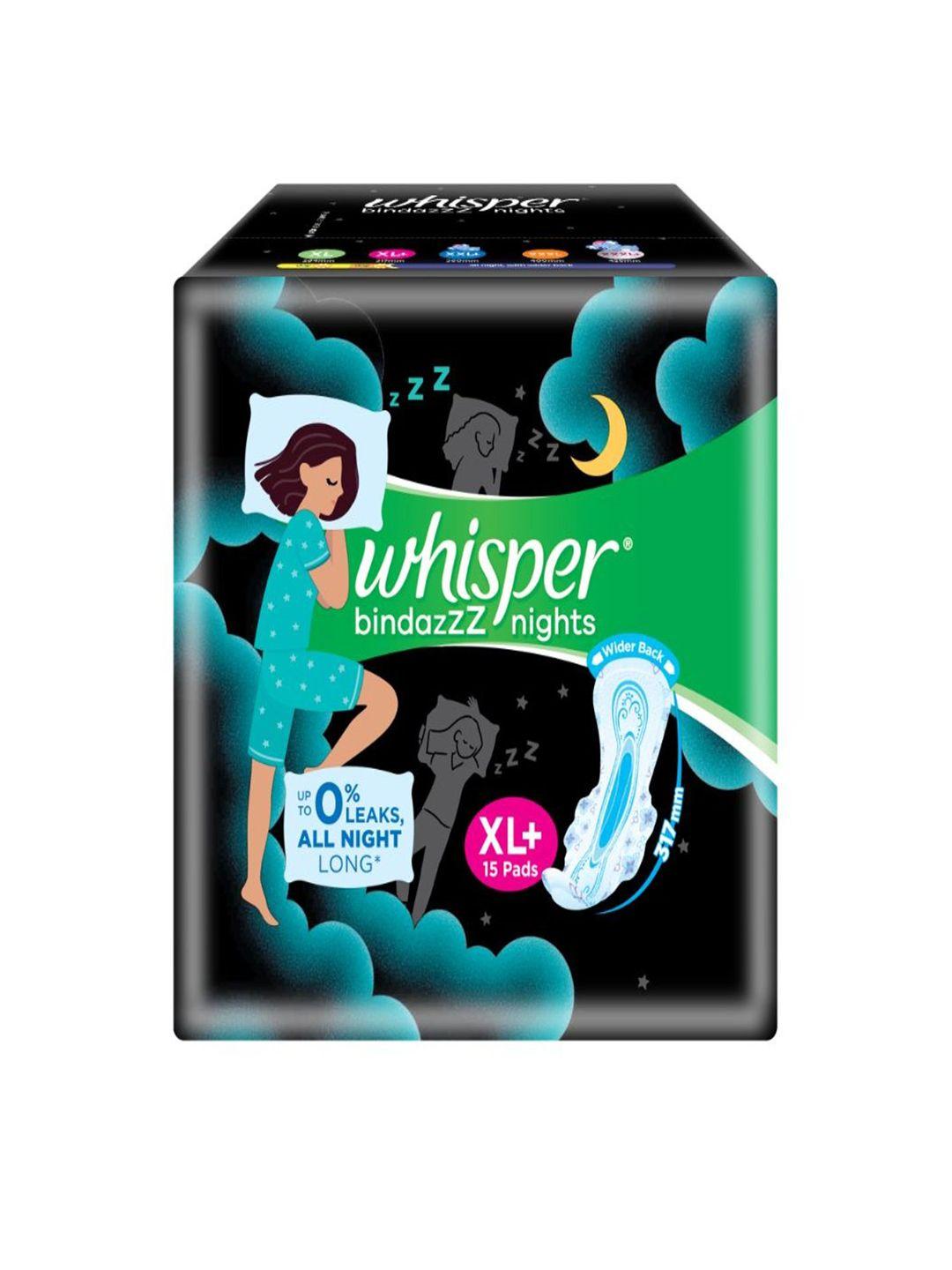 whisper bindazz nights xl+ sanitary pads - 15 pads