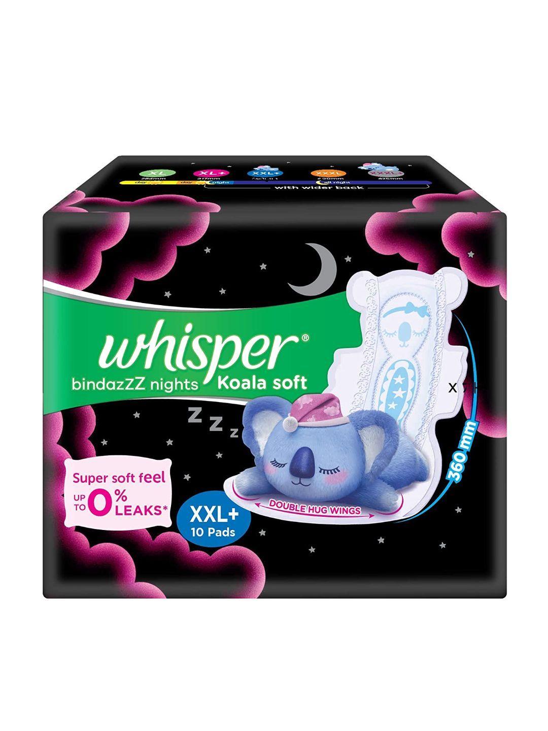 whisper bindazzz nights koala soft xxl+ sanitary pads - 10 pads