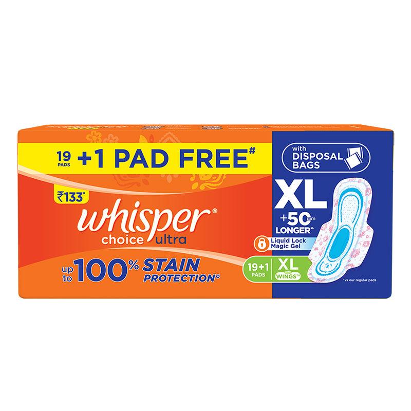 whisper choice ultra xl - 19+1 pad free (extra large)