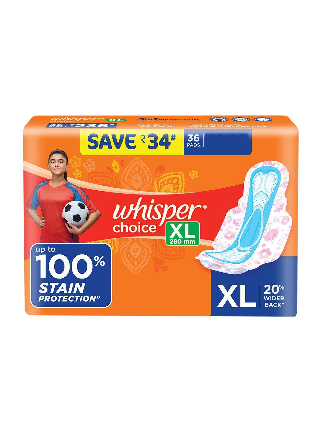 whisper choice xl thick sanitary pads - 36 pads