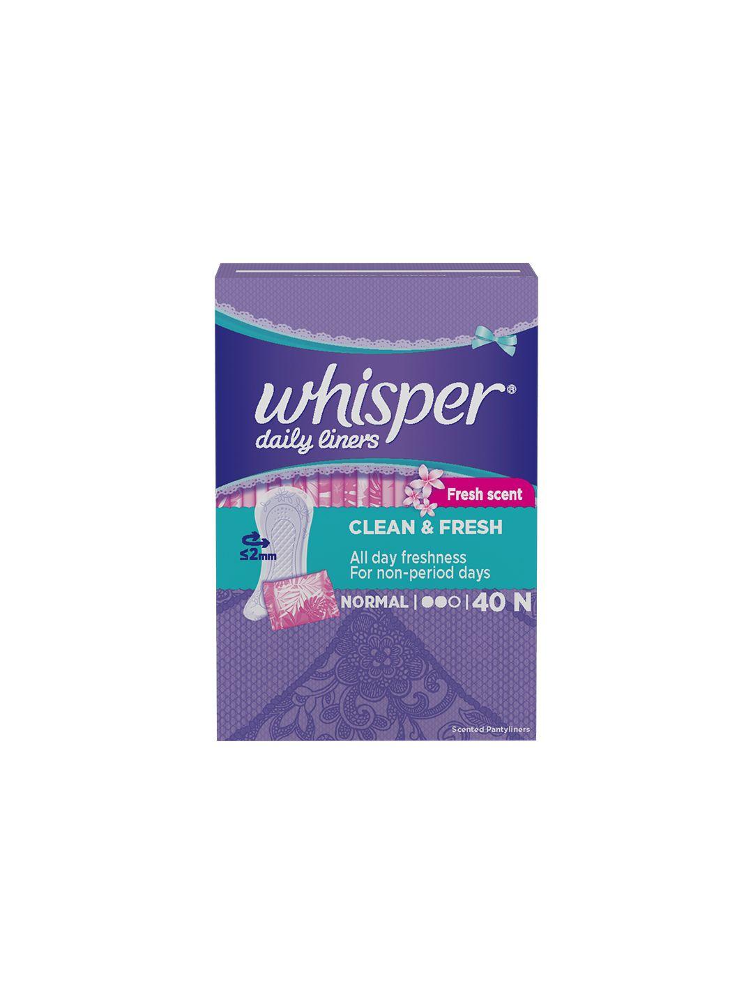 whisper clean & fresh normal daily liners - 40 pads
