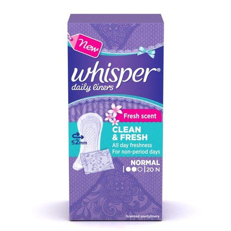 whisper daily liners clean & fresh (normal)