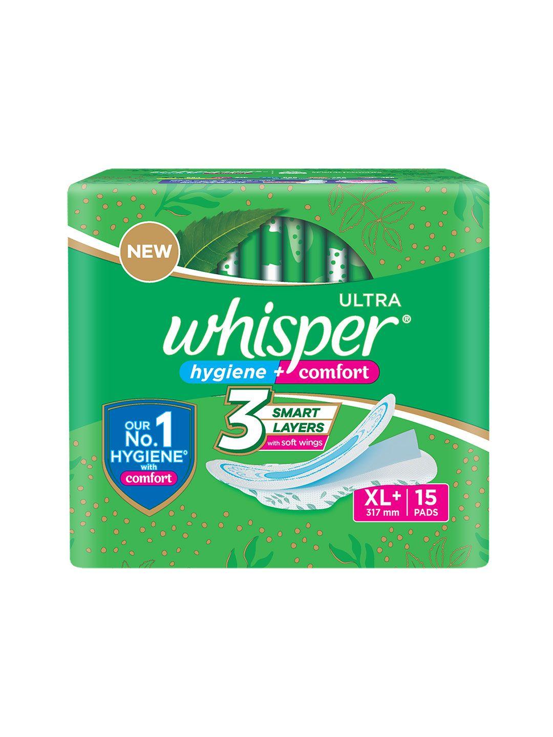 whisper ultra clean xl+ sanitary pads - 15 pads