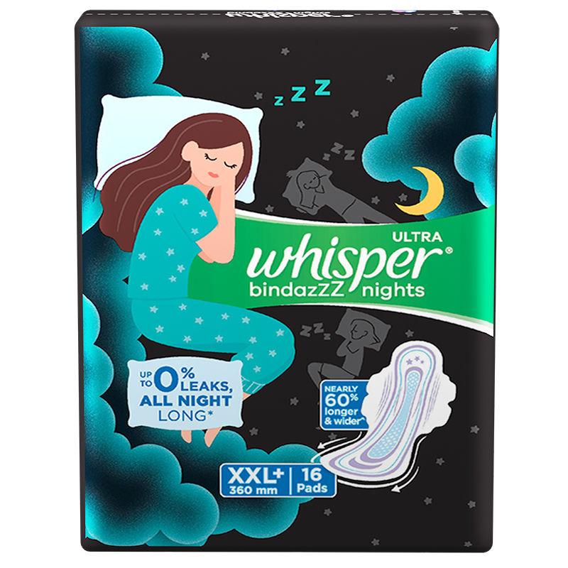 whisper bindazz nights xxl+ 16s sanitary pads for women