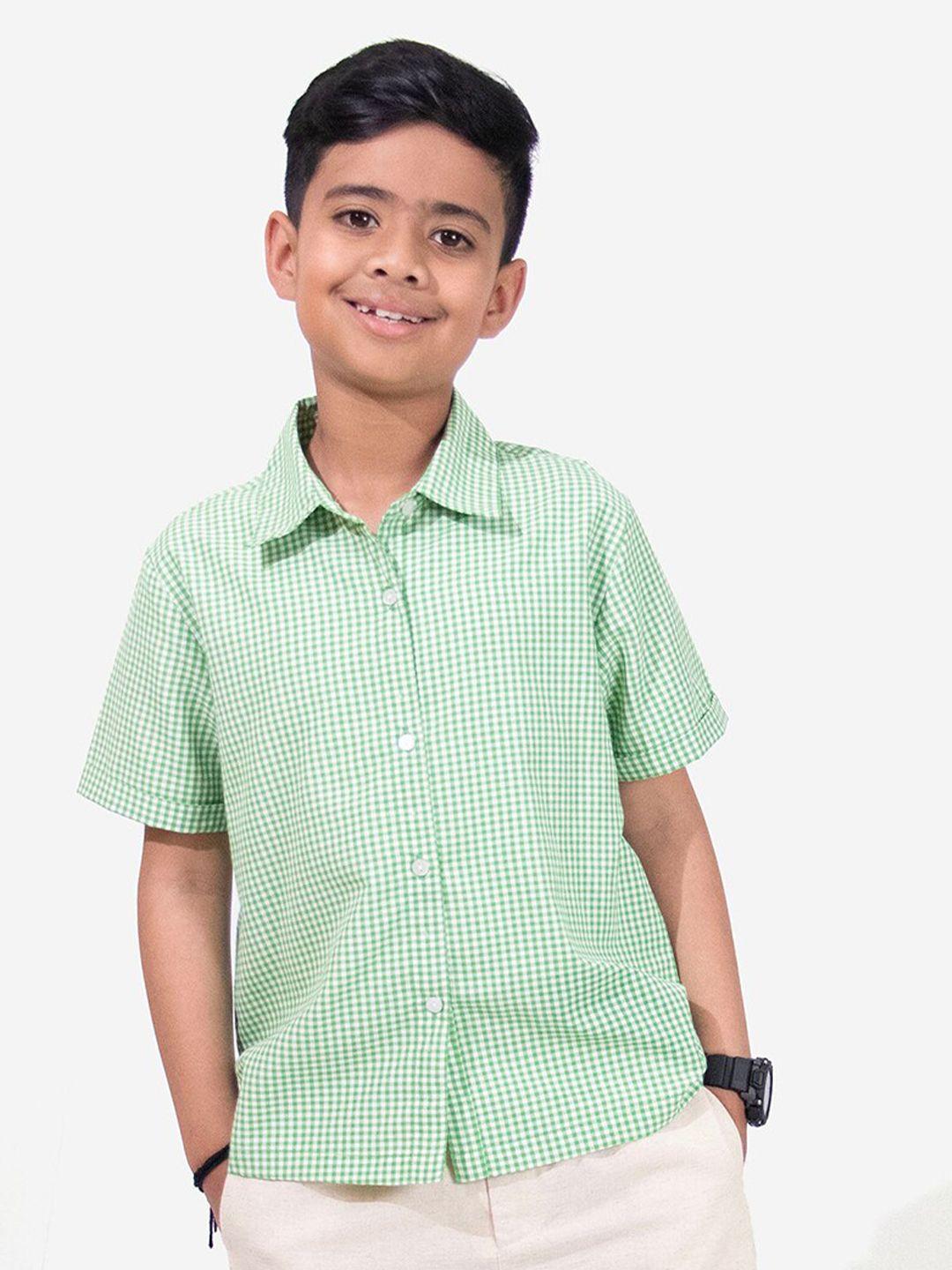whistle & hops boys classic checked pure cotton casual shirt