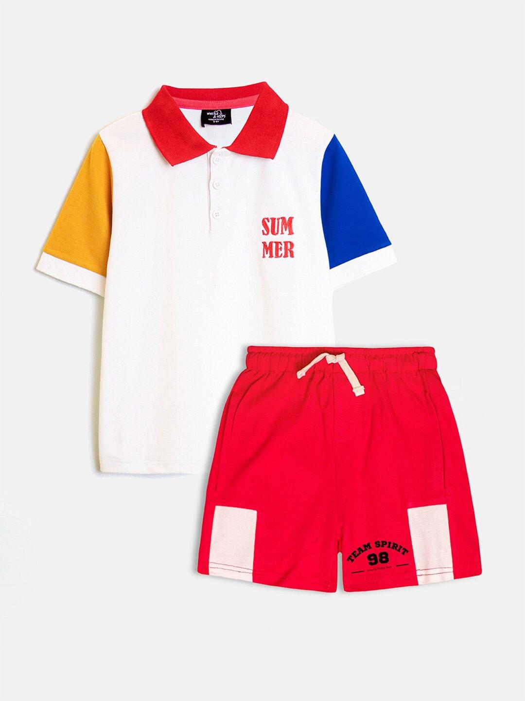 whistle & hops boys colourblocked t-shirt with shorts