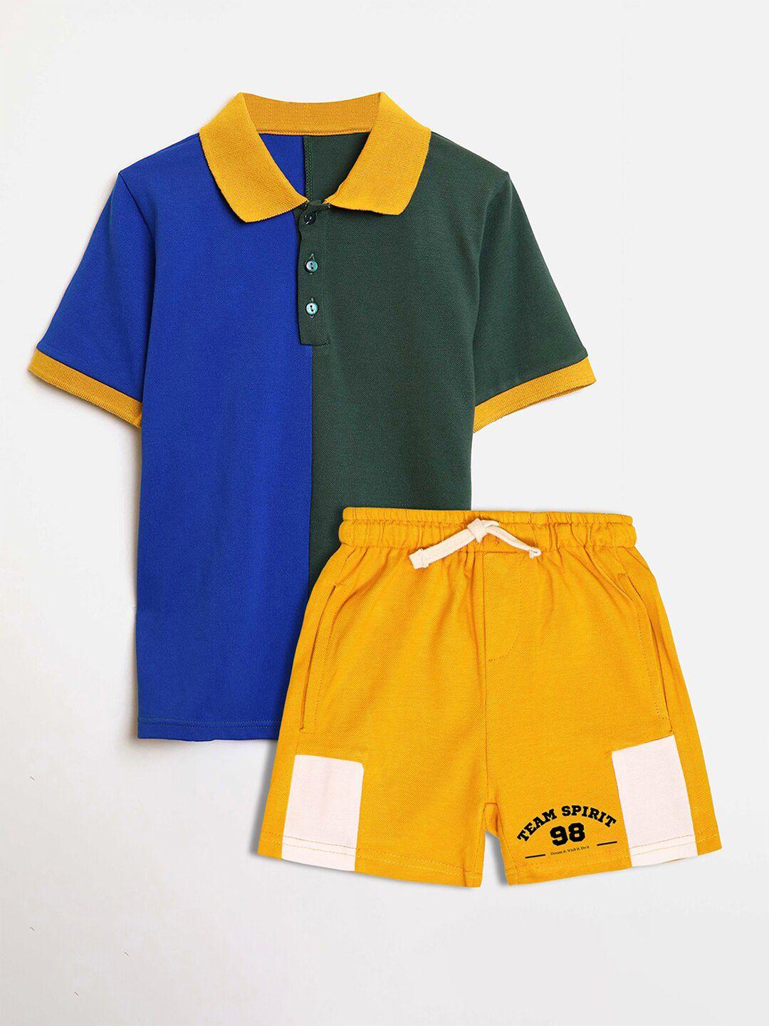 whistle & hops boys colourblocked t-shirt with shorts