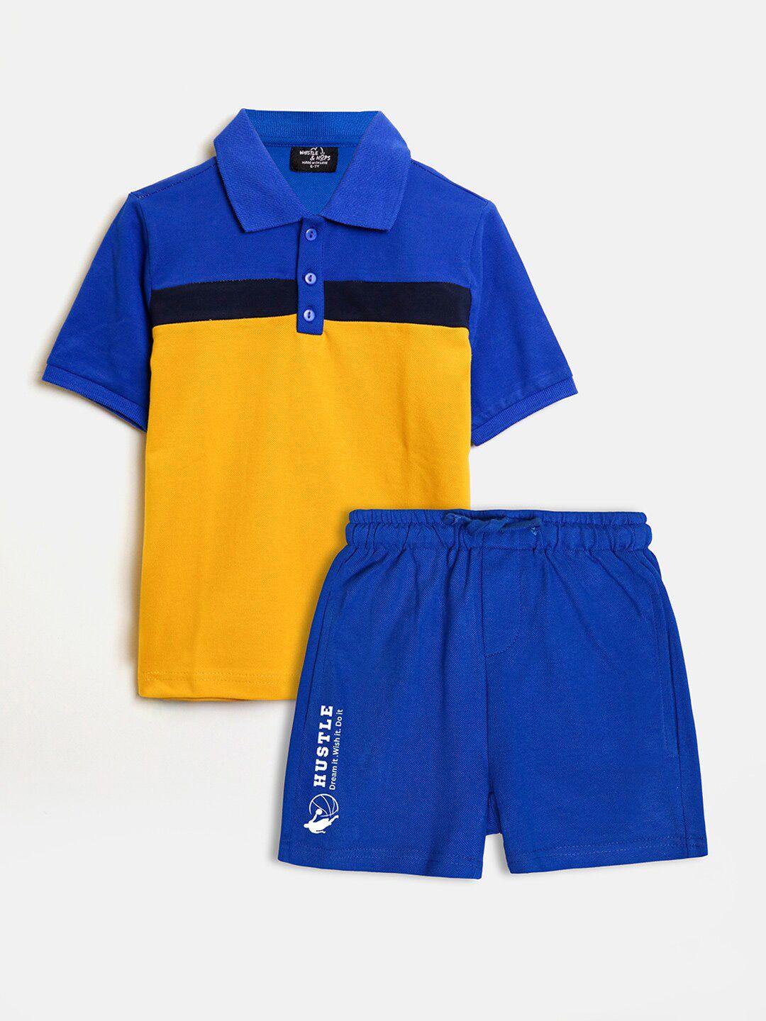 whistle & hops boys colourblocked t-shirt with shorts