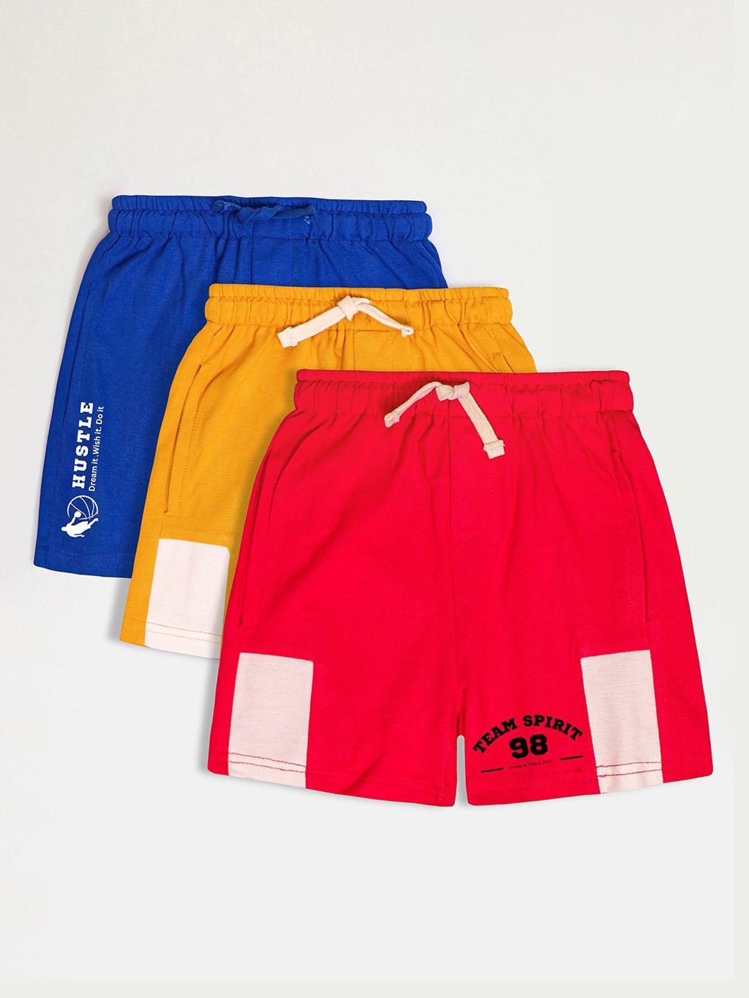 whistle & hops boys pack of 3 pure cotton shorts