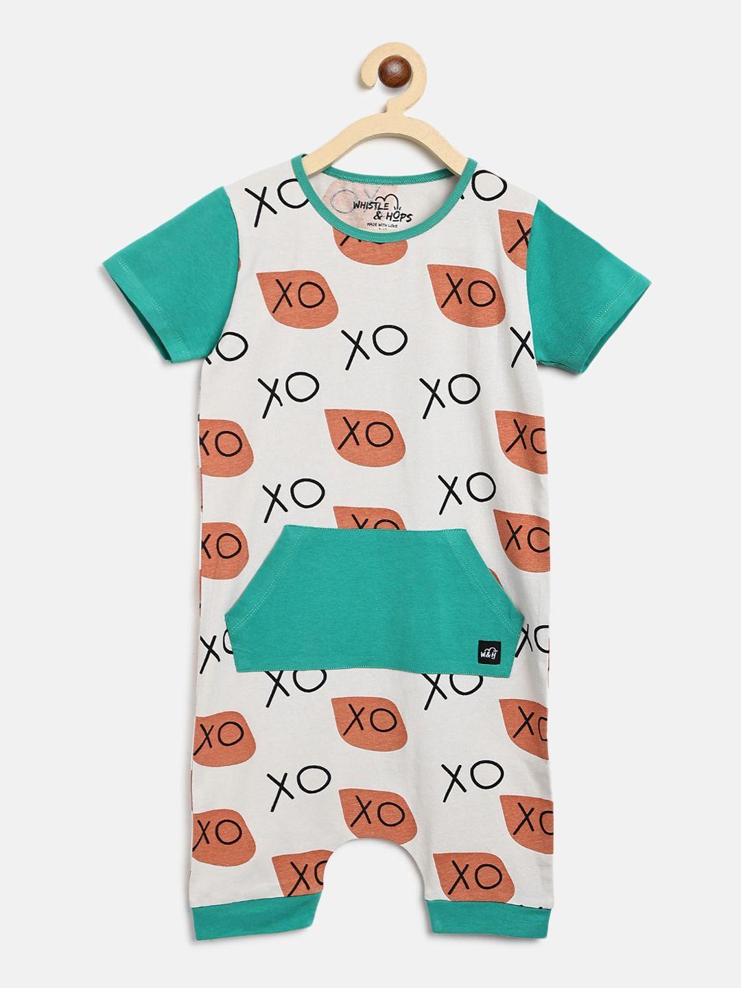 whistle & hops kids xo printed kangaroo romper