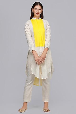 white & yellow cotton tunic