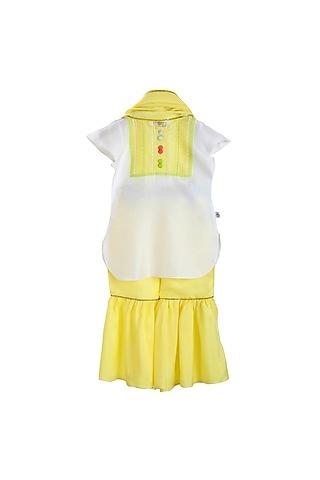white & yellow embroidered sharara set for girls