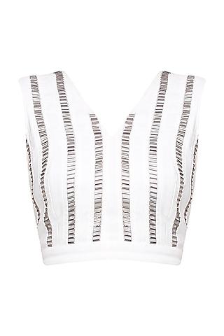 white and silver heavy embroidered top