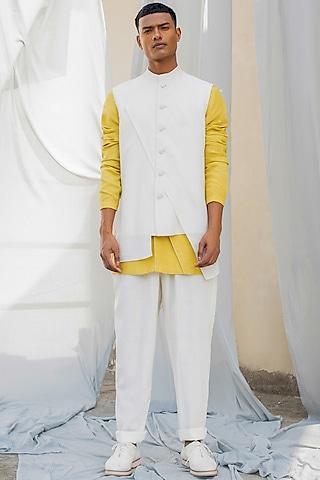 white asymmetrical cotton waistcoat