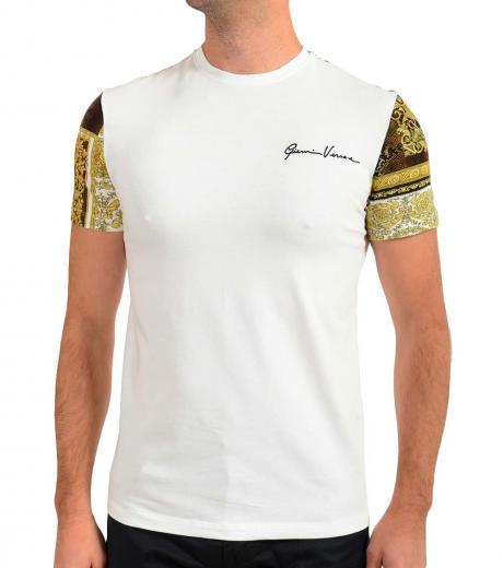 white barocco print logo embroidery t-shirt