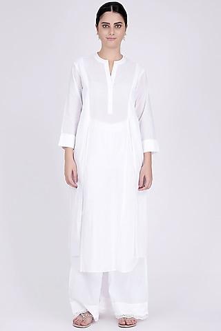 white cotton cambric kurta set